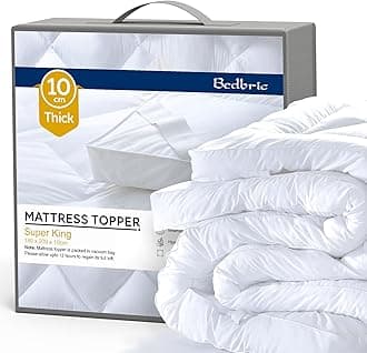 Super King Mattress Toppers 4 Inches Thick - Soft & Fluffy Quilted Super King Mattress Topper - Hypoallergenic Mattress Toppers with Elastic Straps., White, MT-P-Listing