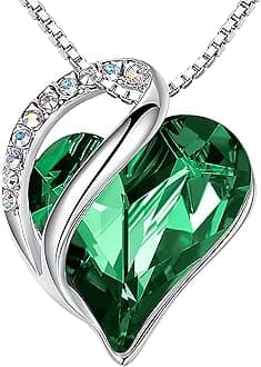 Mothers Day Gift Necklaces for Women, Infinity Love Birthstone Heart Crystal Pendant, Birthday Anniversary Jewelry for Wife, Mom, and Her, Silver Plated, 18" + 2" Adjustable Chain