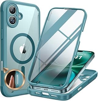 Miracase Magnetic Case for iPhone 16 Plus Case 6.7", [Upgraded Camera Control Cover],[Bubble Free] Built-in Tempered Glass Screen Protector, Full Body Bumper Case Compatible with Magsafe (Teal)