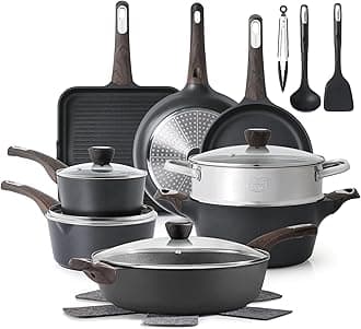 SENSARTE Nonstick Cookware Set, Healthy Pots and Pans Set, Non-toxic Kitchen Cooking Set
