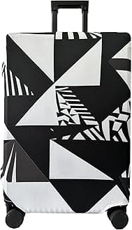 Luggage Cover Washable Suitcase Cover Suitcase Protector Anti-scratch Fits 30-32 Inch Luggage (White Geometry, XL)