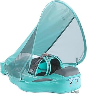 - Mambobaby Float Add Tail Baby/Infant Swim Float with Canopy, Non-Inflatable Solid Upgrade Soft Waterproof Skin-Friendly Leather Material