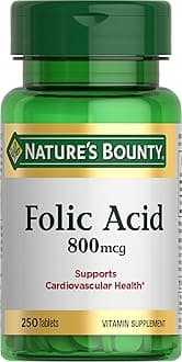 Folic Acid Supplement, Supports Cardiovascular Health, 800mcg, 250 Tablets