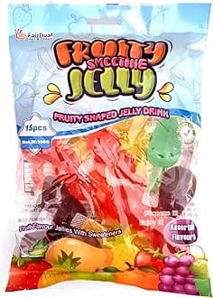 Candy sweets and delights Fruit Pops Jelly 300 GRAMS for Children and Adults Lollies with Crazy Candy Fruit Tik Tok Challenge - 15pcs