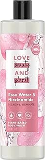 Love Beauty and Planet Plant-Based Body Wash Nourish and Illuminate Skin Rose Water and Niacinamide Made with Plant-Based Cleansers and Skin Care Ingredients, 100% Biodegradable 20 fl oz