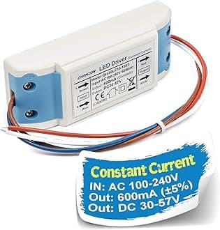 Chanzon LED Driver 600mA (Constant Current Output) 30V-57V (In: 100-240V AC-DC) (10-18)x3W 20W 30W 36W 45W 54W Power Supply 600 mA Lighting Transformer Drivers for High Power COB Chips (Plastic Case)
