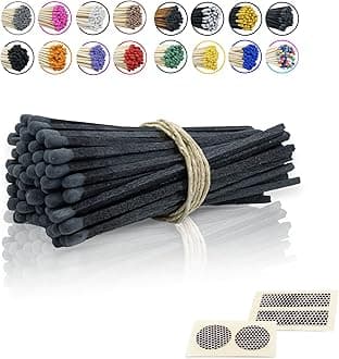 4" Inch Long Wooden Refill Matchsticks with Strike Stickers - Safety Matches Wholesale Bulk Loose by Chandler Studio (100 Pieces, Charcoal)