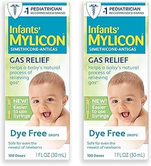 MYLICON Gas Relief Drops for Infants and Babies, Dye Free Formula, 1 Fluid Ounce with Updated Syringe (2-Pack)