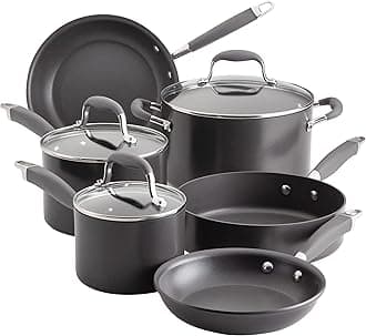 Advanced Home Hard Anodized Nonstick Cookware/Pots and Pans Set, 9 Piece - Moonstone