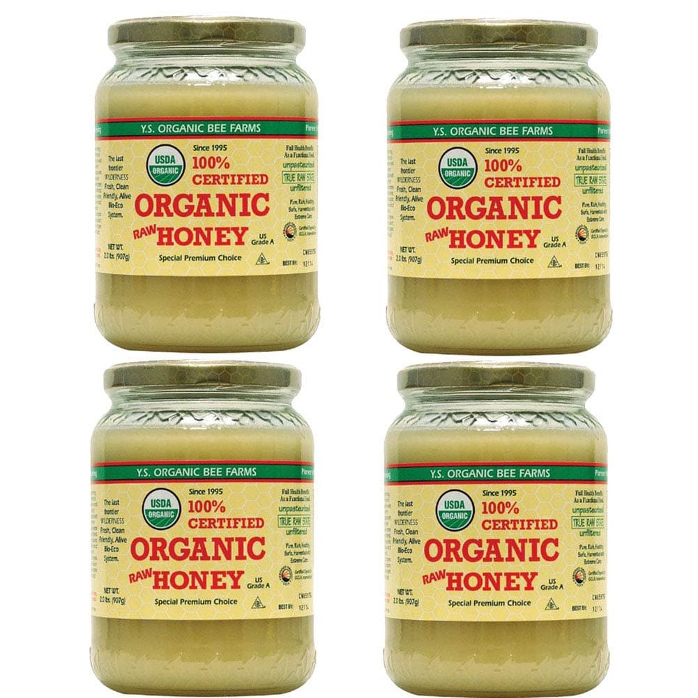 100% CERTIFIED ORGANIC HONEY Raw, Unprocessed, Unpasteurized - Kosher 32oz, 4pack_AB
