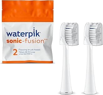 Waterpik Genuine Full Size Replacement Brush Heads With Covers for Sonic-Fusion Flossing Toothbrush SFFB-2EW, 2 Count White