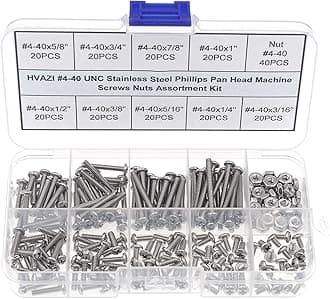 #4-40 UNC Stainless Steel Phillips Pan Head Machine Screws Nuts Assortment Kit
