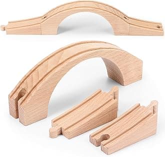 Kigley Wood Train Track Expansion Wooden Train Track Accessories Wooden Bridge for Most Major Toy Railway