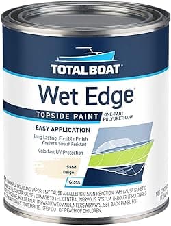 Wet Edge Topside Marine Paint Premium Polyurethane Coating for Boats, RVs, Exterior Trim, Fiberglass, Metal, and Wood (Sand Beige, Quart)