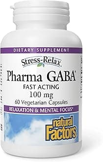 Natural Factors Pharma GABA - Dietary Supplement Supports Calm Sleep & Sleep Quality - Natural, Fast-Working Supplement Aids Focus & Brain Health - 60 Vegetarian Capsules (30 Servings)