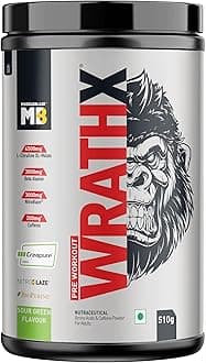 MuscleBlaze Pre Workout WrathX Powder, Sour Green (30 Servings, 510g) | With Creapure, NitroBlaze & BioPerine