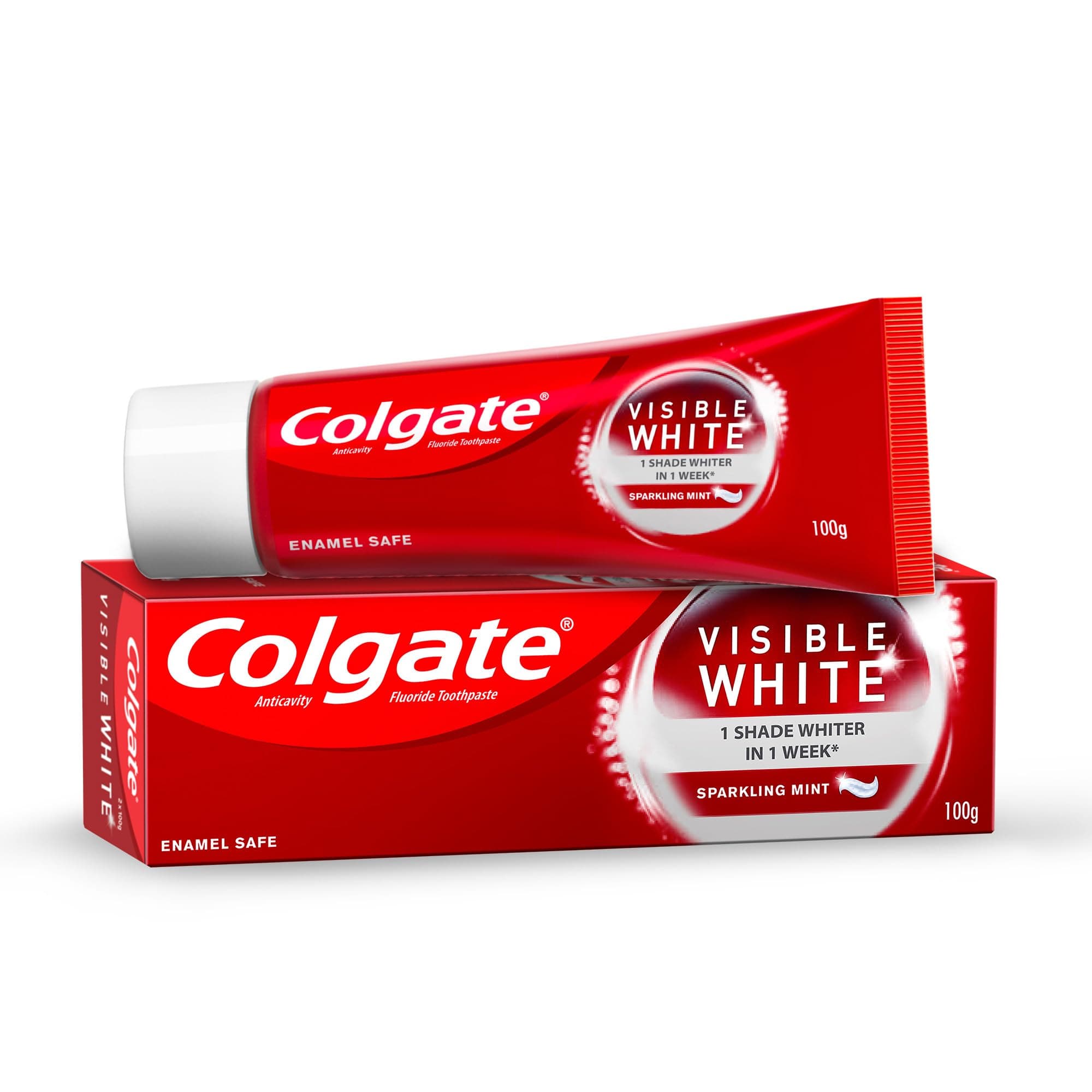 Visible White Dazzling White Toothpaste (1 Shade Whiter In 1 Week) with Sparkling Mint 100g - 1 Pack Buy Original Colgate Products Only E-Retails