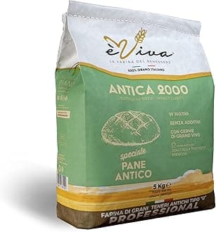 Agricola Piano – Antica 2000 | All-Purpose Flour/Plain Flour with Wheat Germ Kg 5 - Italian Type 0 from Ancient Soft Grains, 100% Natural Italian Flour with Live Wheat Germ, No Additives