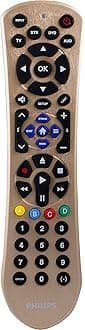 Philips Universal Remote Control Replacement for Samsung, Vizio, LG, Sony, Sharp, Roku, Apple TV, RCA, Panasonic, Smart TVs, Streaming Players, Blu-ray, DVD, Simple Setup, 4 Device, Gold, SRP2014C/27