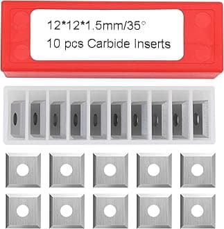 10PCS Square Corners Carbide Inserts 4 Edges，12x12x1.5mm Replacement for Woodworking Fits Spiral Helical Planer Cutter Head