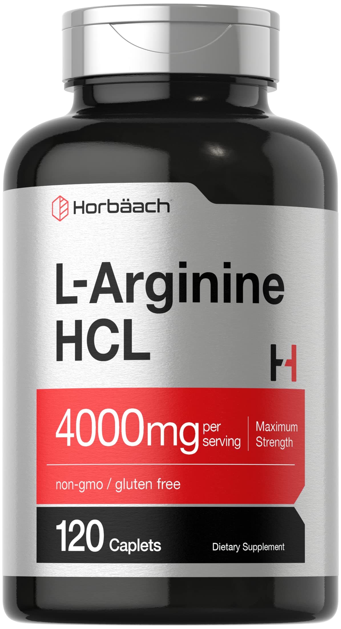 L-Arginine 4000mg | 120 Caplets | Maximum Strength Nitric Oxide Precursor | Vegetarian, Non-GMO, Gluten Free Supplement | by