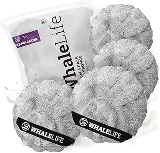 WhaleLife Bath Sponge Shower Loofahs Pouf Ball Shower Puff 4 Pack Double-Layer Exfoliation Mesh Bulk Puffs Large(60g Gray)