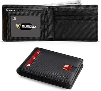 RUNBOX Top Layer Genuine Cowhide Leather Wallet for Men Slim Men's Wallet Money Clip RFID Wallet Gift Box, 1st