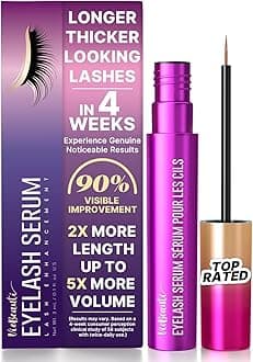 Lash Serum for Eyelash Growth: Eyelash Growth Serum with Advanced Formula to Boost Longer Fuller and Thicker Looking Lashes - Vegan & Cruelty-Free for Sensitive Eyes 3mL