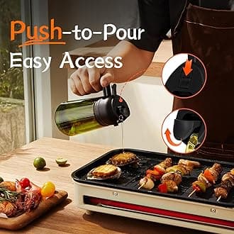 TrendPlain - Original 16oz/470ml Olive Oil Dispenser Bottle for Kitchen Gadgets and Air Fryer Accessories - Olive Oil Sprayer for Cooking w/Stickers - 2 Black