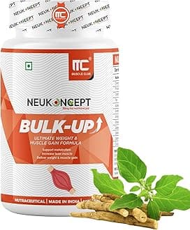 MuscleClub Neukoncept Bulk-Up | 60 Tabs - Helps in Weight Gain | Ayurvedic Muscle Gainer for Digestion & Muscle Mass | Blend of herbs with Ashwagandha, Satavari & Digestive Enzyme