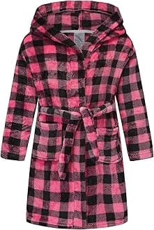 Boys Fleece Robe Hooded Toddler Soft Bathrobe Pajamas Sleepwear for Kids Girls 2-16 Years