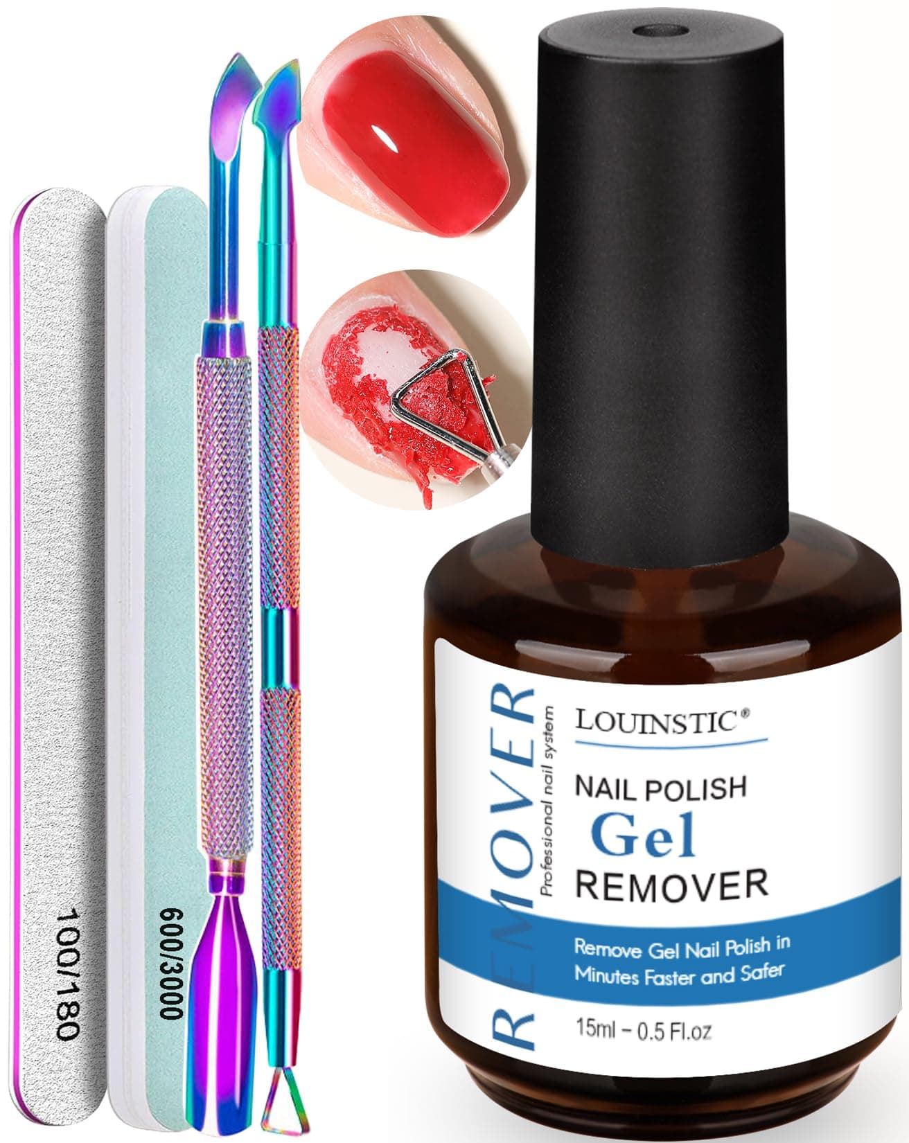 Gel Nail Polish Remover,Gel Remover for Nails No Need to Soak or Wrap, Quickly Remove Nail Polish in 2-5 Minutes, Professional Nail Remover Kit