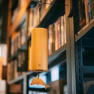 LingTing Bamboo Wind Chimes for Sound Healing, Meditation, Relaxing Emotions,Chord Wind Chimes Hand-Cranked Wind Chimes Unique Decor Gardening Gift for Outdoor Decoration(Dm-Rain), Yellow