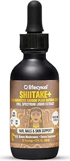 - Lifecykel - Shiitake Mushroom Extract with Kakadu Plum- Hair, Skin & Nail Support, Anti Aging Supplement- 100% Organic Mushrooms, Immune Boosting, Vitamin C Made in The US- 2 Fl oz(Packaging May Vary)