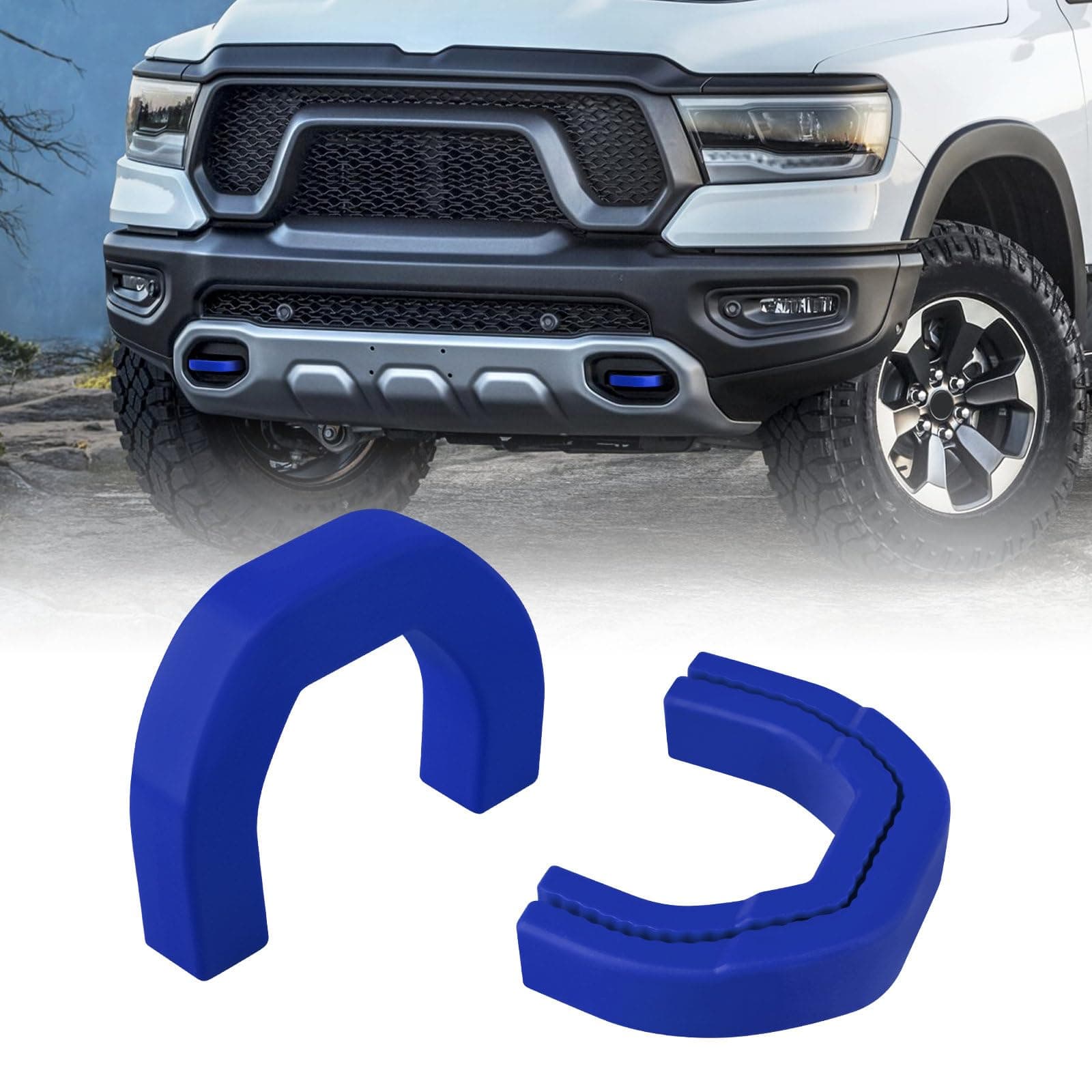Front Tow Hooks Covers Hitch Cover Customized Car Tow Hooks Compatible with RAM 1500 Accessories 2019-2024|Blue (Not Fit for RAM 1500 Classic)