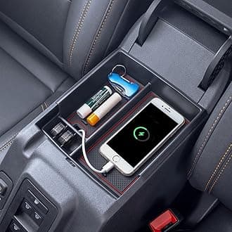 TOPINSTALL Red Center Console Tray Compatible with 2021-2024 2025 Ford Bronco Accessories, Full Size Bronco Armrest Storage Box Organizer ABS Plastic Insert (2/4 Door) (Not for Bronco Sport)