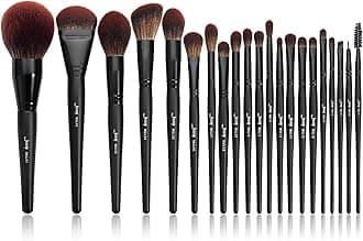 Jessup Make Up Brush Set Professional 21Pcs Black Complete Collection,Synthetic Hair,Powder Blending Foundation Highlight Contour Concealer Eyeshadow Eye liner Spoolie T271