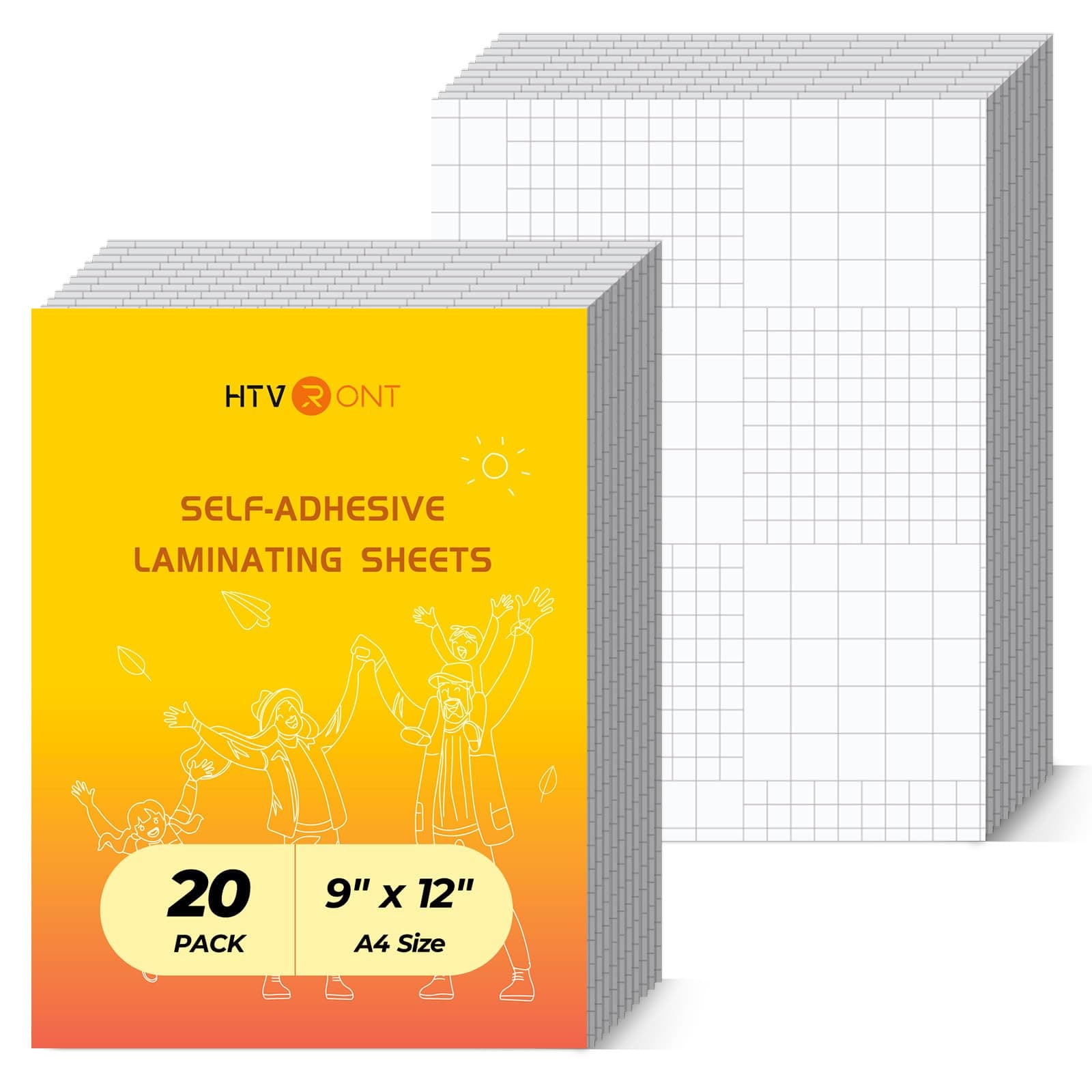 HTVRONT Self-Adhesive Laminating Sheets-20 Sheets 9 X 12 Inches Self Laminating Sheets, No Machine Needed Clear Laminating Sheets