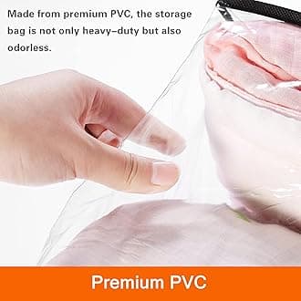 Vieshful 3 Pack 40L+60L+90L Clear Clothes Storage Bag, Zippered Closet Organizer, Plastic Storage Containers Moving bags for Comforter, Blanket, Bedding, Duvet, Toys