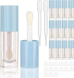 COSIDEA 14pcs Empty 6ml big doe foot wand Chunky lip gloss tubes for DIY lipgloss,Pink round lipgloss containers tubes with thick wand (Blue)