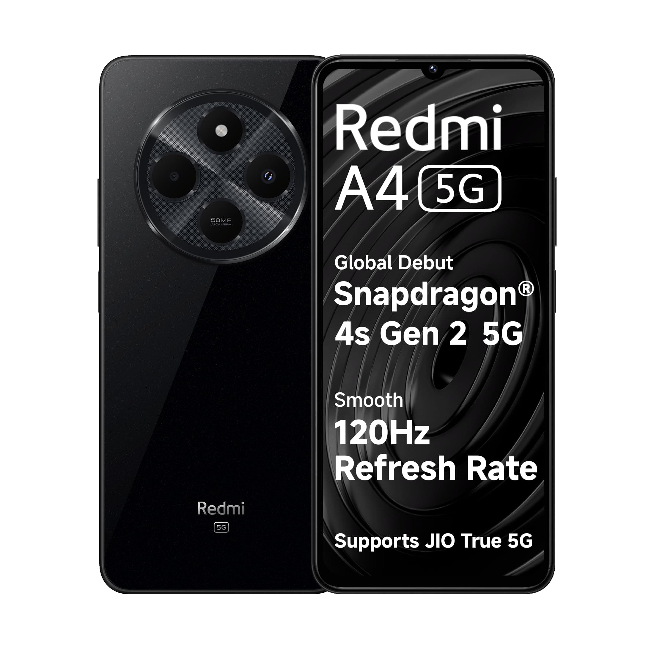 Redmi A4 5G (Starry Black, 4GB RAM, 64GB Storage) | Segment Largest 6.88in 120Hz | 50MP Dual Camera | 18W Fast Charging | Charger in the Box
