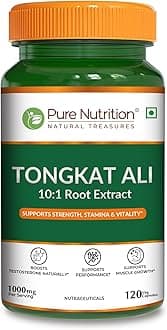 Pure Nutrition Organic Tongkat Ali 1000mg | 120 Veg Capsules | Supports Male Wellness | Boosts Energy, Immunity & Stamina | Enhances Stress Tolerance | Natural Herbal Supplement | Gluten-Free