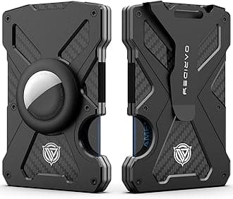 Oaridey Minimalist Wallet for Men - Slim Aluminum Carbon Fiber Money Clip with RFID Blocking, Holds 15 Cards, Black