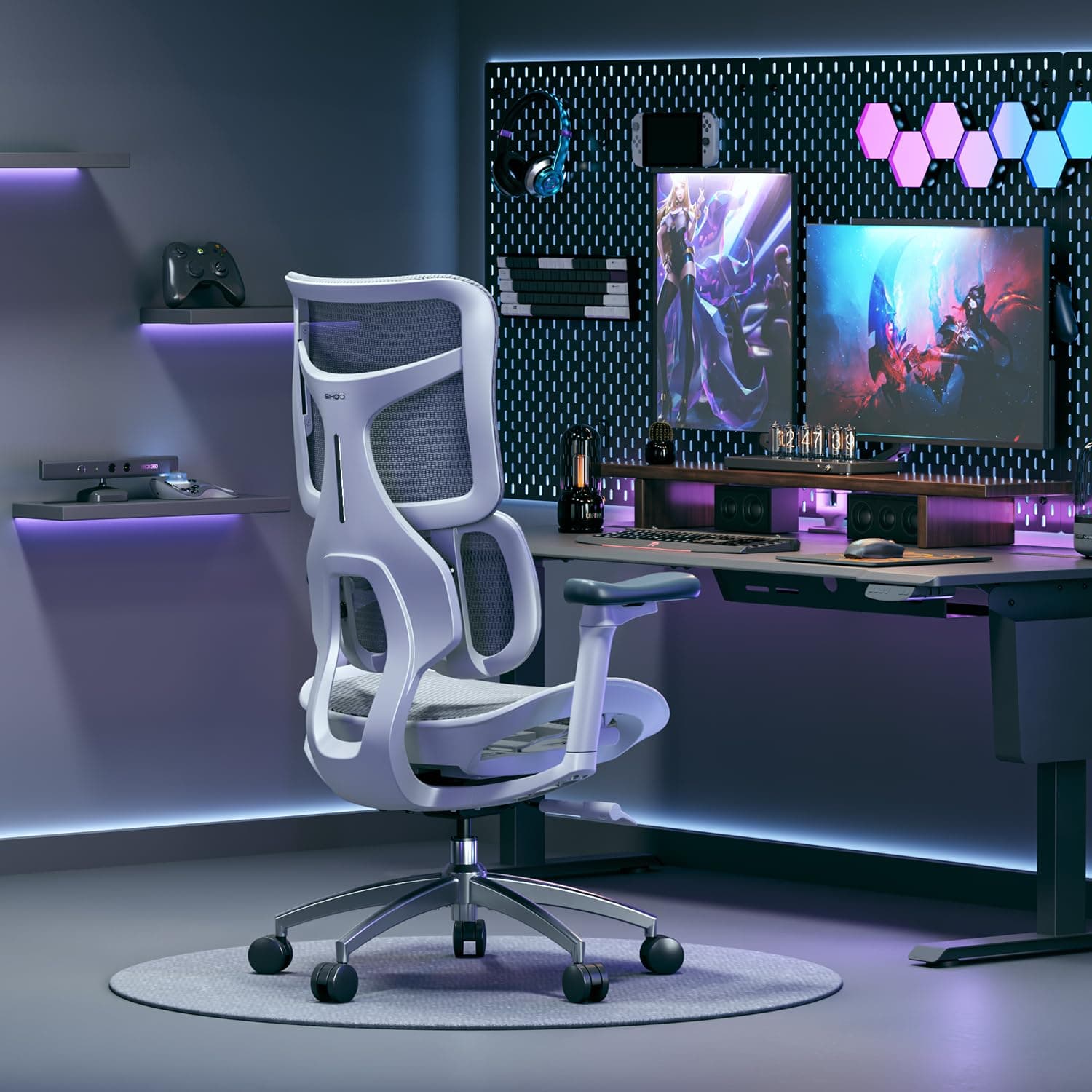 SIHOO S100C Ergonomic Office Chair, 6D Dynamic Lumbar Support, Adjustable Seat Depth, Ultra Soft 3D Armrests, Adjustable Backrest Home Office Chair, Big and Tall Computer Chair (White)