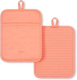 KitchenAidRibbed Soft Silicone Pot Holder 2-Pack Set, Bird of Paradise, 7"x9"