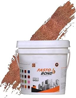Resin Epoxy Grout - 1 Kg-3 Kg & 5 Kg - Full_Glitter-Sparkle Colors Tile Grout_Fastobond | 3 Components Only | Premixed Glitter For Uniform Finish (3 Kg, Sp. Copper), 1 Bucket