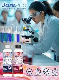 Jarezina 17OZ Epoxy Resin Kit,Crystal Clear Epoxy Resin -Strong and No Bubble，Not Yellowing Art Resin，Self Leveling Easy Mix 1:1,Suitable for Art Casting,DIY,Jewelry Projects, Wood & Resin Molds