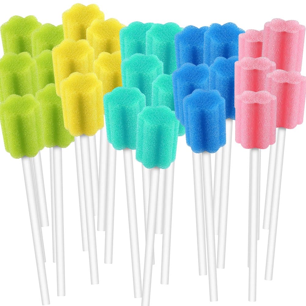 250 Count Unflavored Disposable Oral Swabs - 5 Colors