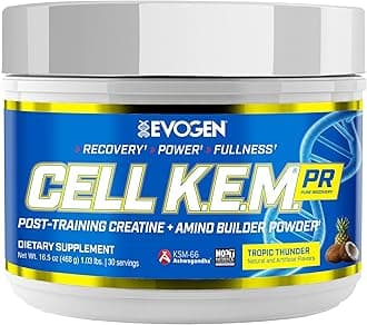 Evogen Cell K.E.M. PR V.2 Reformulated- Post Workout Recovery Powder & Muscle Builder | Creatine Monohydrate, BCAA Powder, EAAs | Recovery, Strength & Fullness | Tropic Thunder | 30 Servings