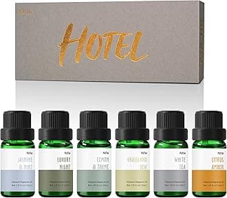 Hotel Fragrance Oils, MitFlor Diffuser Oil Scents for Home, Office, Fragrance Oil for Candle Soap Making, Aromatherapy Essential Oils - 6x10ml, Lemon & Thyme, Luxury Night, White Tea and More